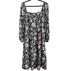 WAYF | Flowy Floral Peasant Style Midi Dress | Long Sleeve  Women's Size Medium